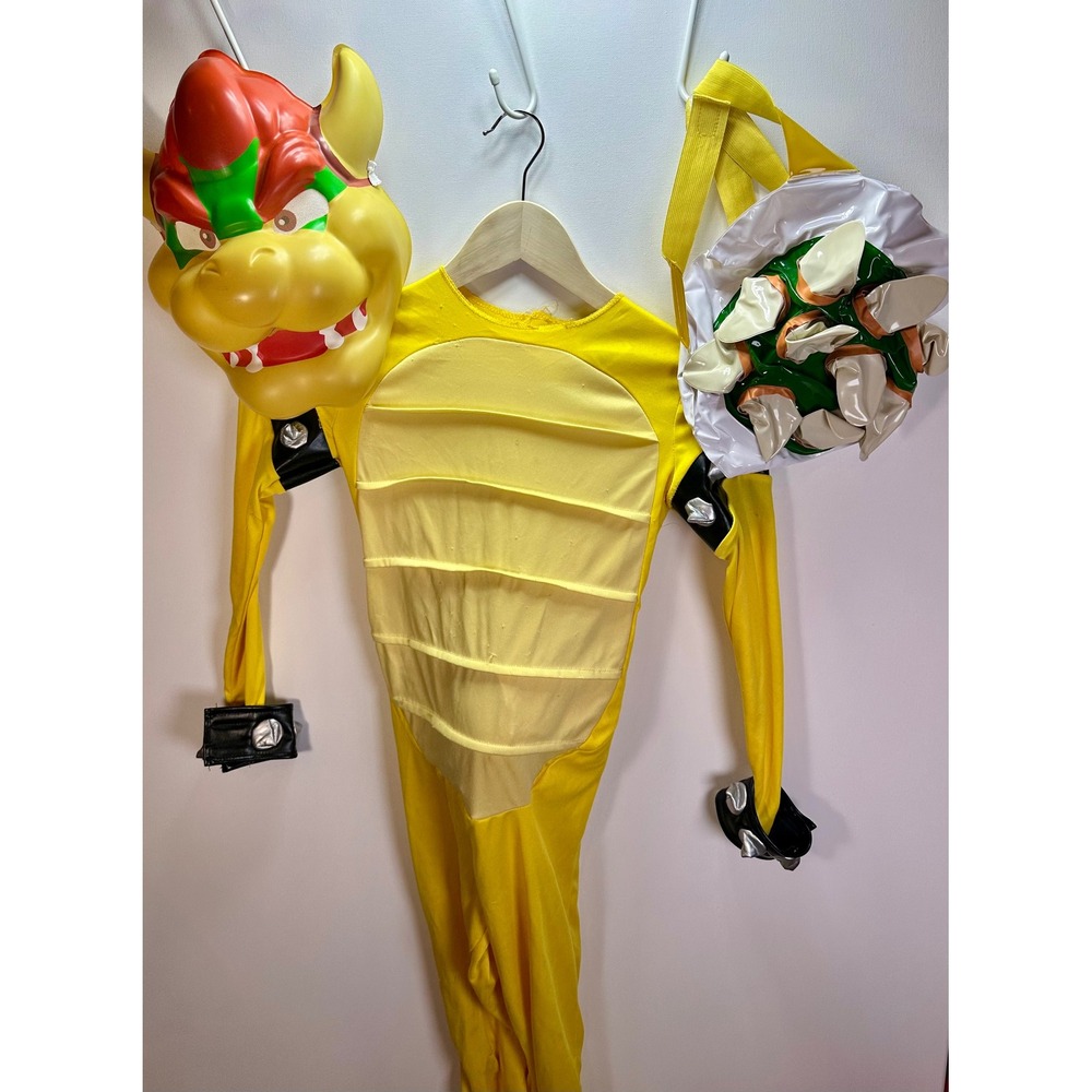 Super Mario Bros Bowser Kids Costume Size 7/8 Medium Jumpsuit Mask Shell Set